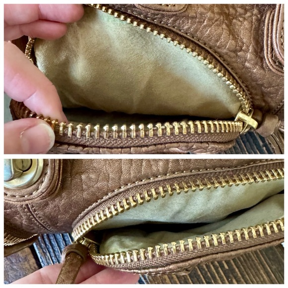 Botkier Bianca Metallic Bronze Leather Satchel Handbag, Antiqued Gold Hardware - Picture 11 of 16